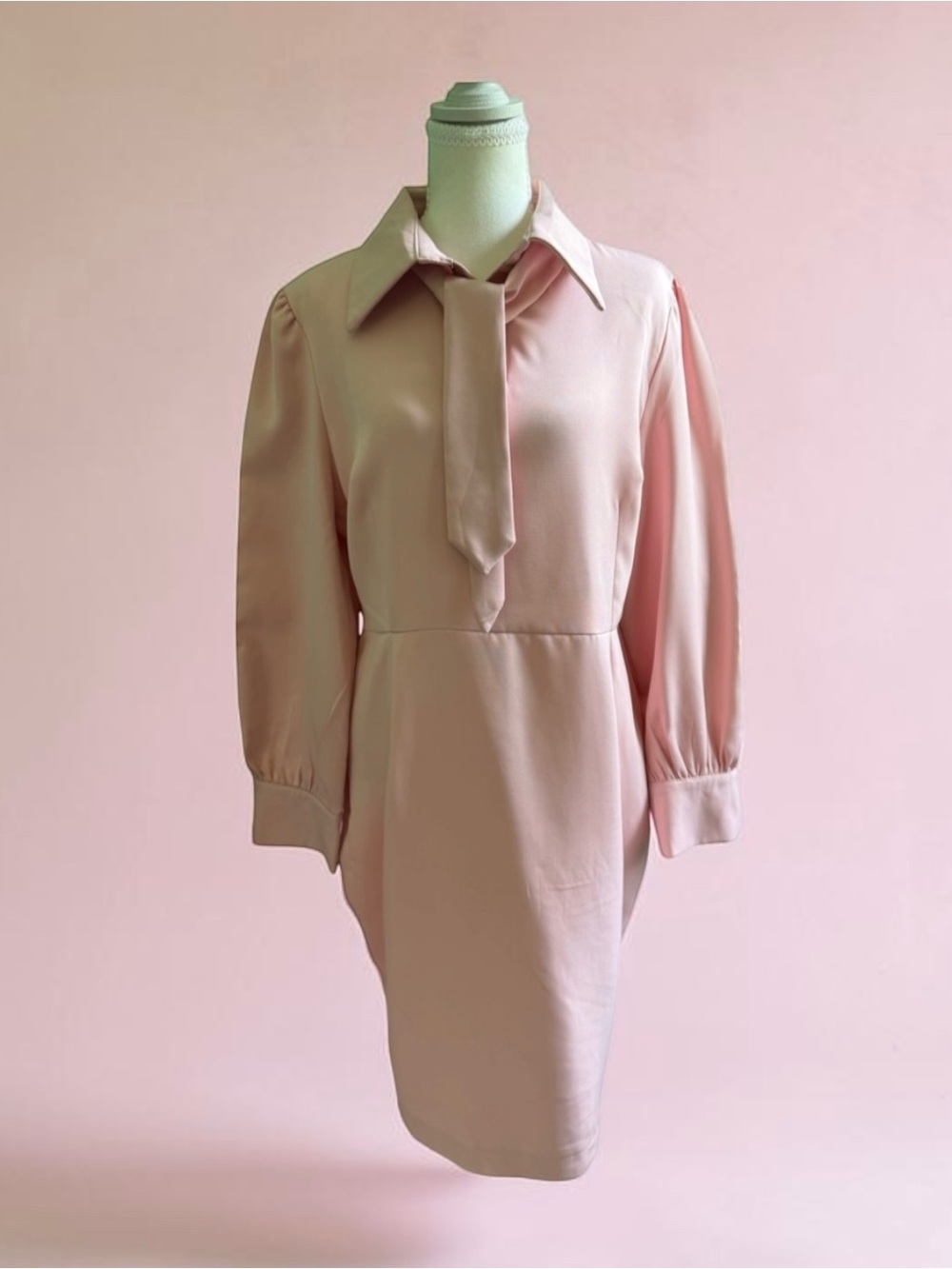 NWOT Soft Pink Tie-Neck Long Sleeve Midi Dress XL